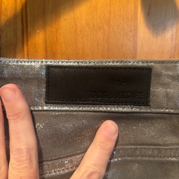 Zadig and Voltaire Eva Argent Deluxe Silver Foil Printed Jeans size 28 - Picture 4 of 6